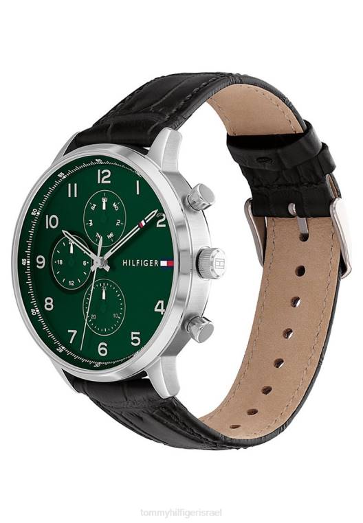 שעון כרונוגרף לאונרד NX206646 קרוק שחור/כסף/ירוק Tommy Hilfiger