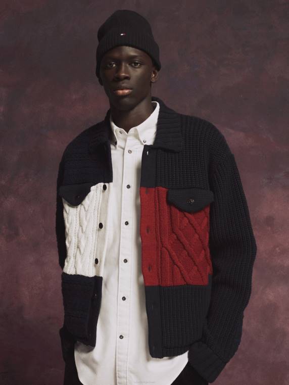 סמל דגל אוסף סרוג מעיל משאית NX20696 שמיים מדבריים Tommy Hilfiger