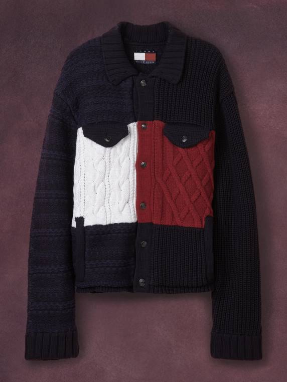 סמל דגל אוסף סרוג מעיל משאית NX20696 שמיים מדבריים Tommy Hilfiger