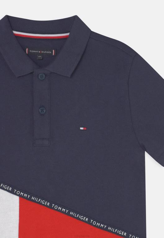 חולצת פולו קולורבלוק אלכסונית NX207223 צי הדמדומים Tommy Hilfiger
