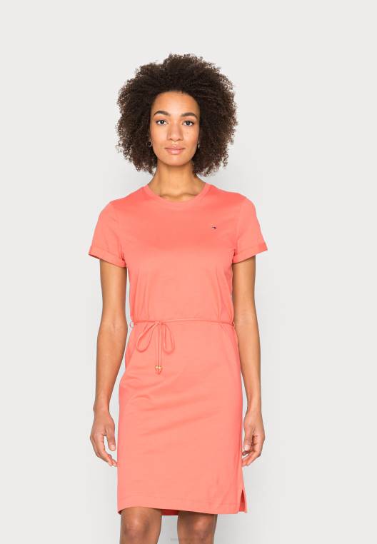 שמלת ג'רסי שמלה קצרה ומגניבה NX207267 אלמוג קריסטל Tommy Hilfiger