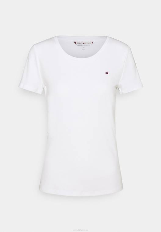 חולצת טריקו בסיסית עם צווארון עגול דק NX207283 לבן Tommy Hilfiger