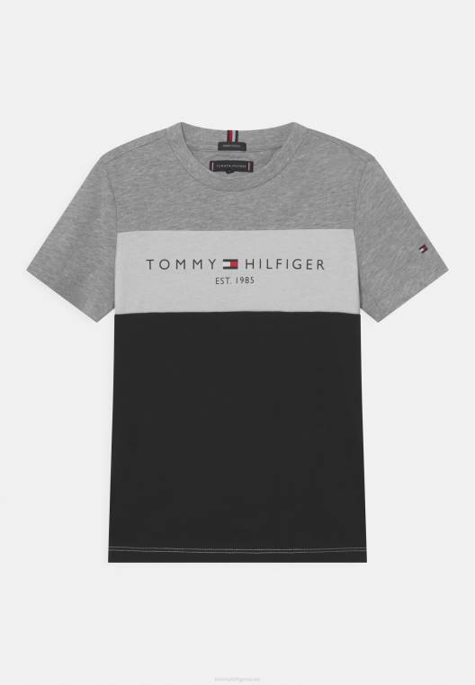 חולצת טריקו חיונית עם הדפסי טי קולורבלוק NX207289 שָׁחוֹר Tommy Hilfiger