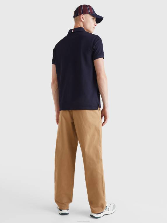 פולו מונוגרם חיוני בהתאמה רגילה NX20728 שמיים מדבריים Tommy Hilfiger