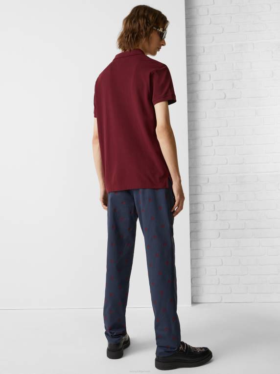 פולו עם כיסום מונוגרמה בגזרה קלה NX20729 אודם עמוק Tommy Hilfiger