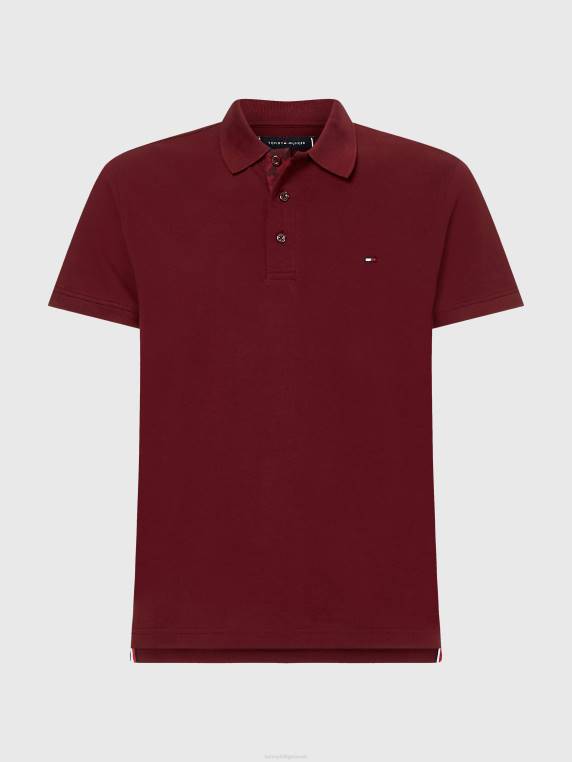 פולו עם כיסום מונוגרמה בגזרה קלה NX20729 אודם עמוק Tommy Hilfiger