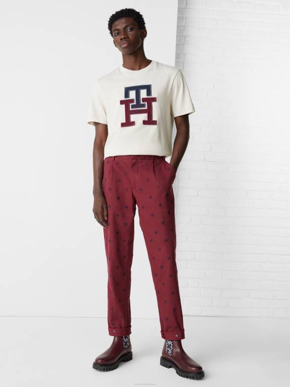 חולצת טריקו מכותנה אורגנית עם מונוגרמה NX20733 חלב שיבולת שועל Tommy Hilfiger