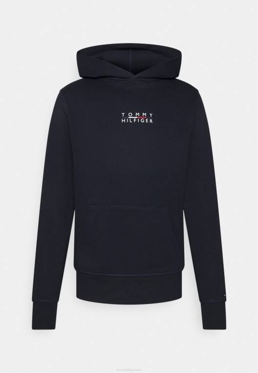 סווטשירט קפוצ'ון לוגו מרובע NX207344 שמיים מדבריים Tommy Hilfiger