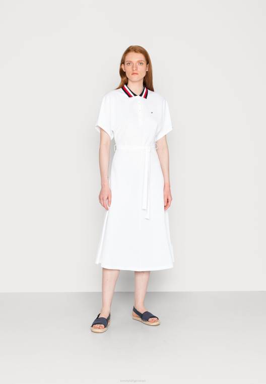 שמלת פולו מידי שמלת יום NX207352 אופטי לבן Tommy Hilfiger