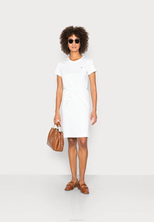שמלת ג'רסי שמלה קצרה ומגניבה NX207362 לבן Tommy Hilfiger