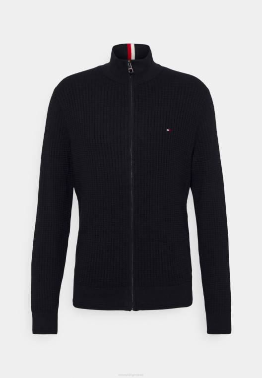 קרדיגן רוכסן במבנה רשת NX207365 שמיים מדבריים Tommy Hilfiger