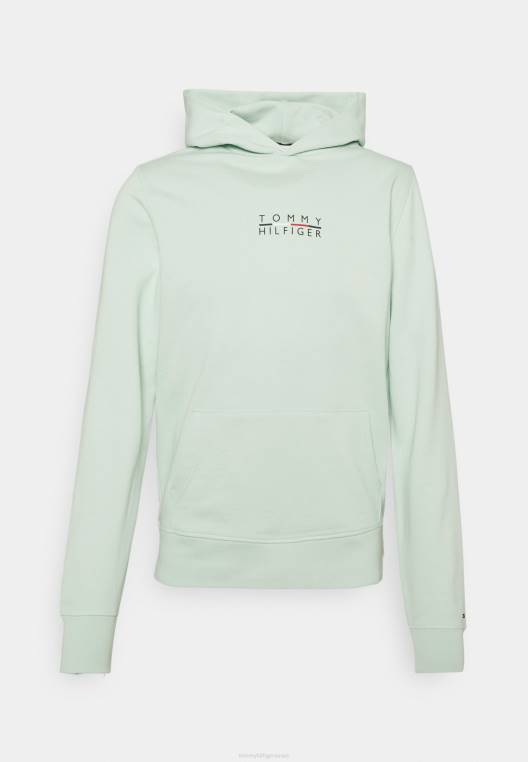 סווטשירט קפוצ'ון לוגו מרובע NX207376 תמצית מנטה Tommy Hilfiger