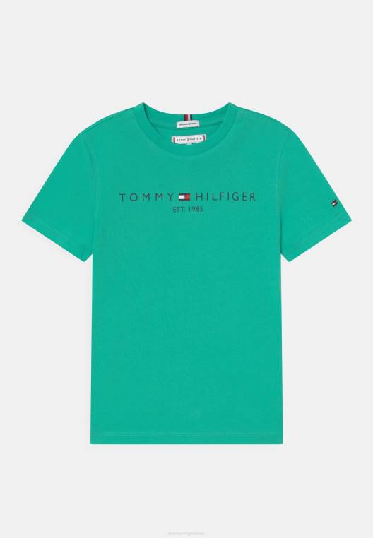 חולצת טי חיונית בהדפס יוניסקס NX207396 מנטה Tommy Hilfiger