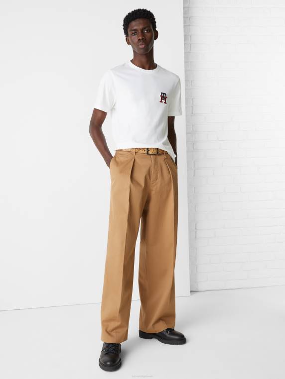 חולצת טי רקמת מונוגרמה חיונית NX20739 לבן Tommy Hilfiger