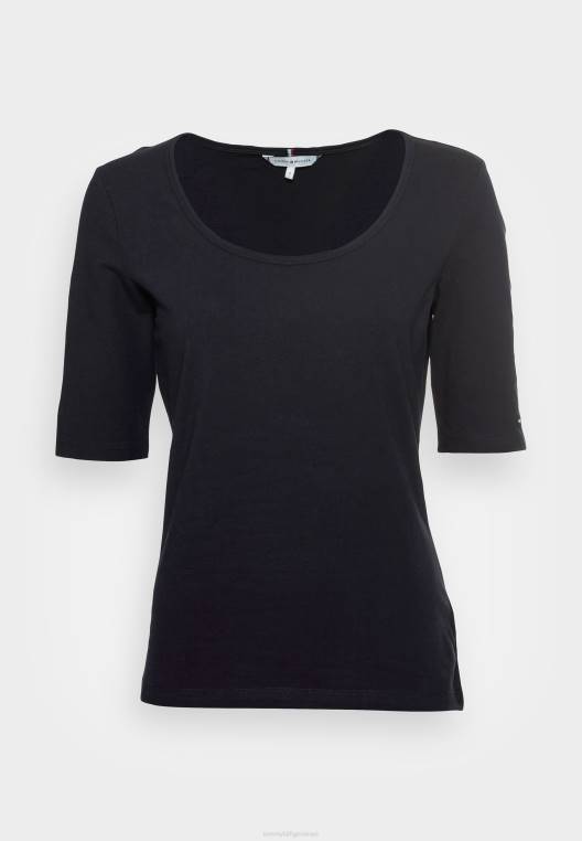 חולצת טריקו בסיסית עם סקופ דק NX207400 שמיים מדבריים Tommy Hilfiger