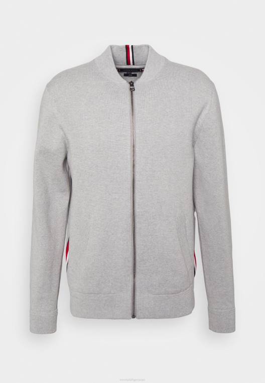 קרדיגן רוכסן בייסבל מתוחכם NX207422 אברש אפור בהיר Tommy Hilfiger