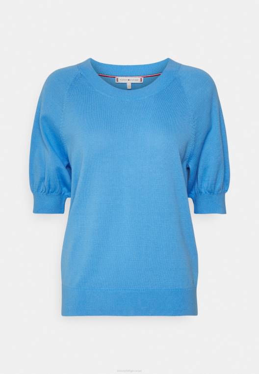 חולצת טריקו בייסיק פתוחה רכה NX207440 כחול הידראנגאה Tommy Hilfiger