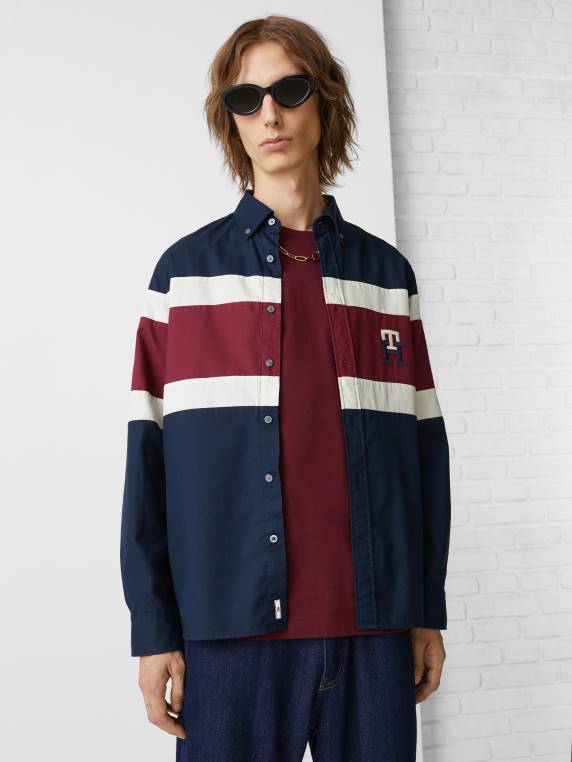 חולצה חסומה בצבע בהתאמה רגילה NX20744 חיל הים מולטי Tommy Hilfiger