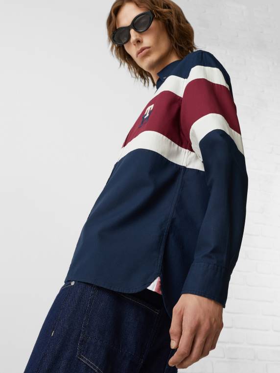 חולצה חסומה בצבע בהתאמה רגילה NX20744 חיל הים מולטי Tommy Hilfiger