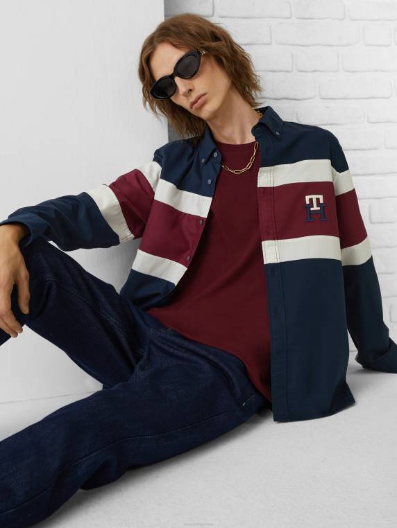 חולצה חסומה בצבע בהתאמה רגילה NX20744 חיל הים מולטי Tommy Hilfiger