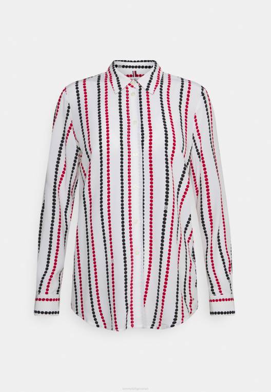 חולצה מכופתרת של מונגרמה פלור NX207473 מנוקד/קרקע לבנה Tommy Hilfiger