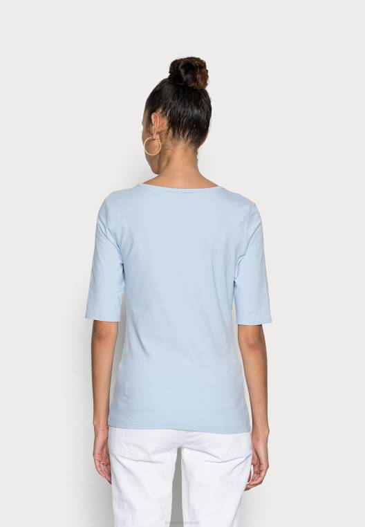 חולצת טריקו בסיסית עם סקופ דק NX207488 כחול מבריז Tommy Hilfiger