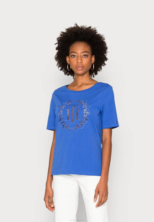 חולצת טי פתוחה בהדפס אפליקציה NX207490 ורונה כחול Tommy Hilfiger