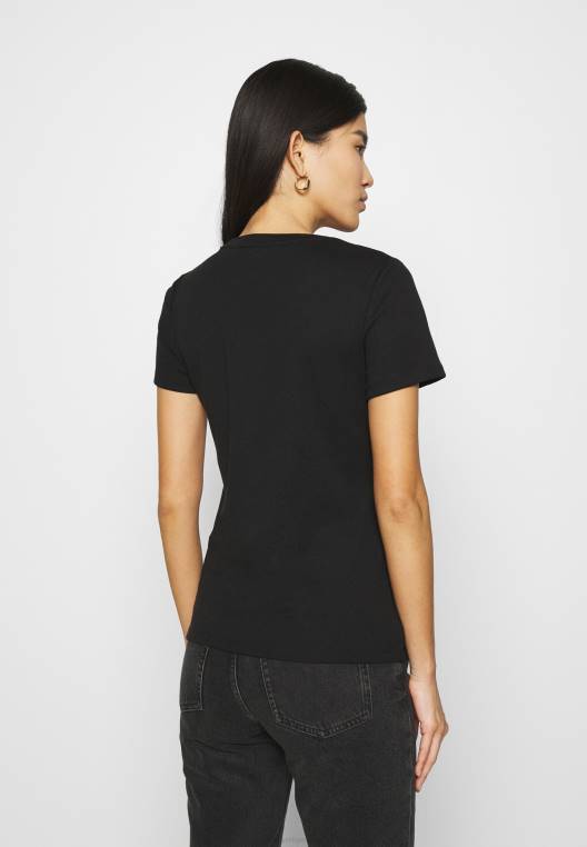 חולצת טריקו בסיסית עם צווארון עגול דק NX207497 שָׁחוֹר Tommy Hilfiger