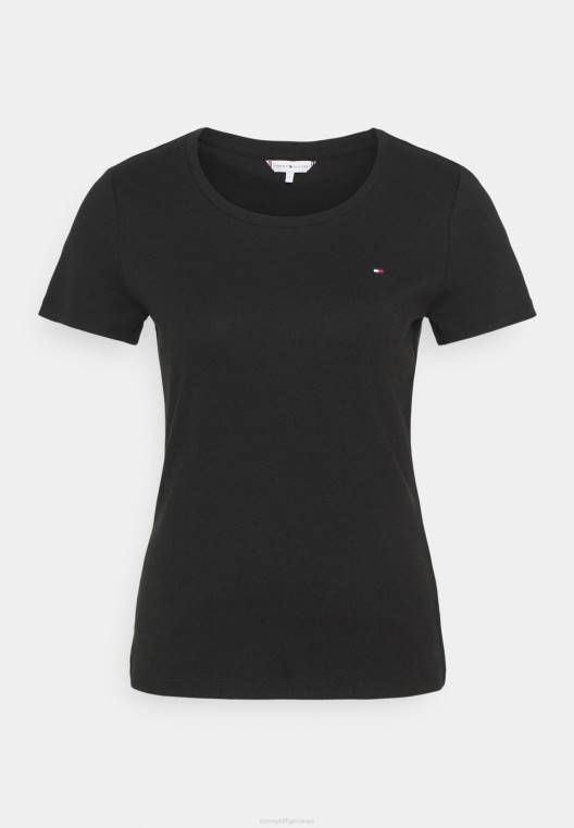 חולצת טריקו בסיסית עם צווארון עגול דק NX207497 שָׁחוֹר Tommy Hilfiger