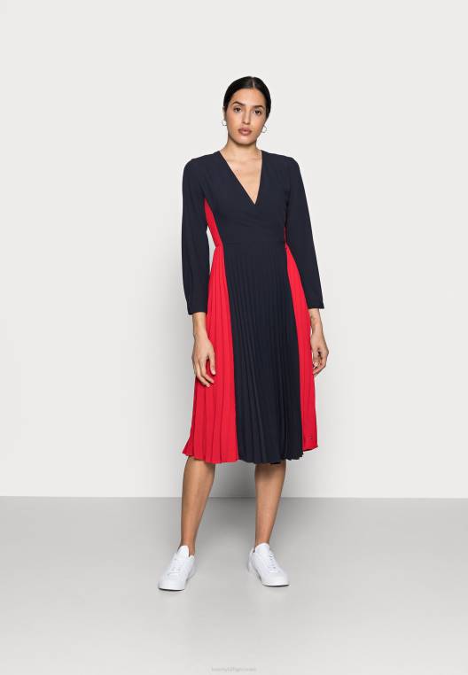 שמלת מידי שמלת יום בלוק נוזלי NX207514 כְּחוֹל Tommy Hilfiger