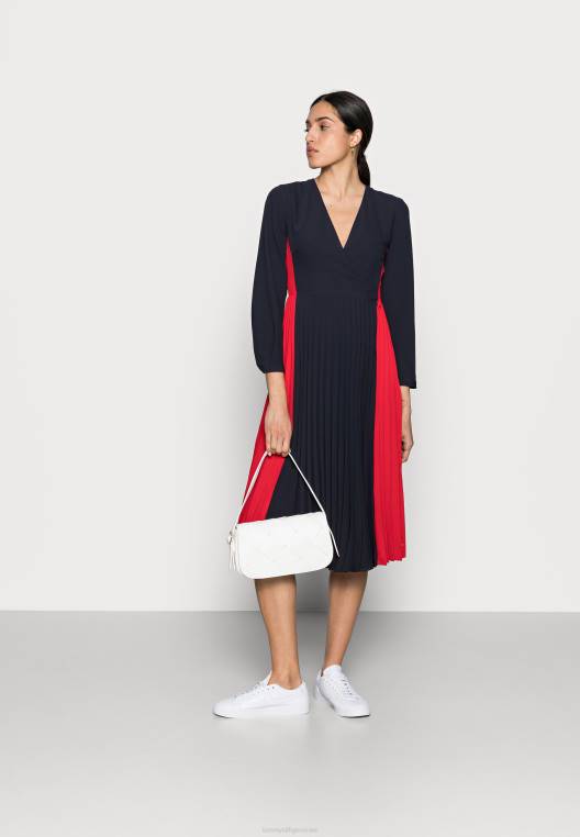שמלת מידי שמלת יום בלוק נוזלי NX207514 כְּחוֹל Tommy Hilfiger