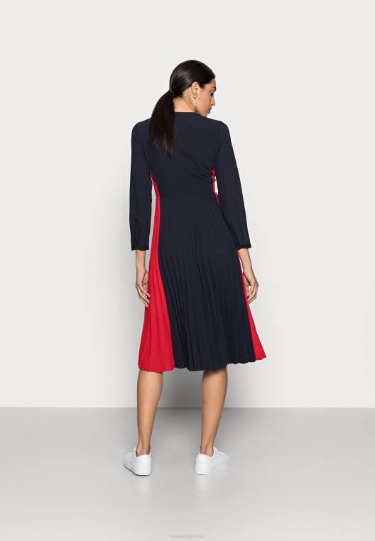שמלת מידי שמלת יום בלוק נוזלי NX207514 כְּחוֹל Tommy Hilfiger