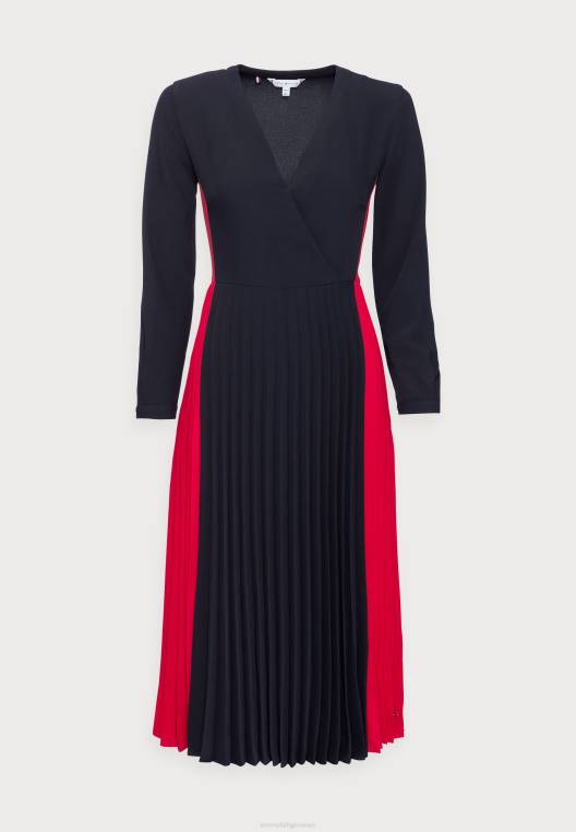 שמלת מידי שמלת יום בלוק נוזלי NX207514 כְּחוֹל Tommy Hilfiger