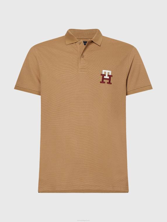 פולו מונוגרם חיוני בהתאמה רגילה NX20751 חאקי כפרי Tommy Hilfiger