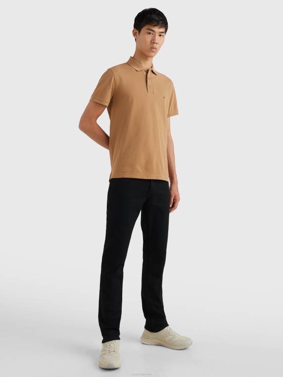 פולו עם כיסום מונוגרמה בגזרה קלה NX20752 חאקי כפרי Tommy Hilfiger