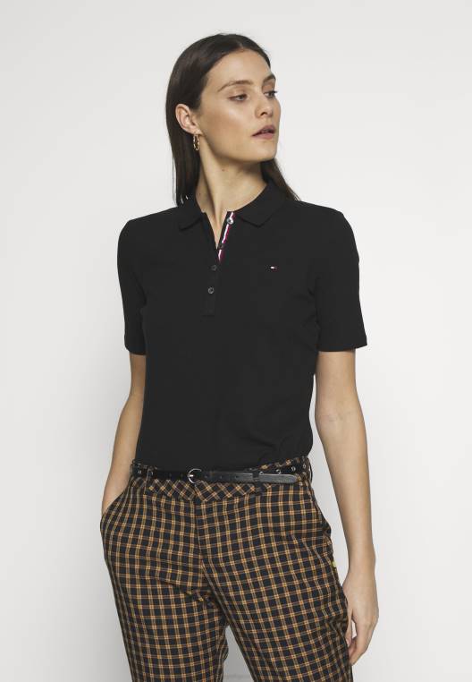 חולצת פולו חיונית NX207530 שָׁחוֹר Tommy Hilfiger