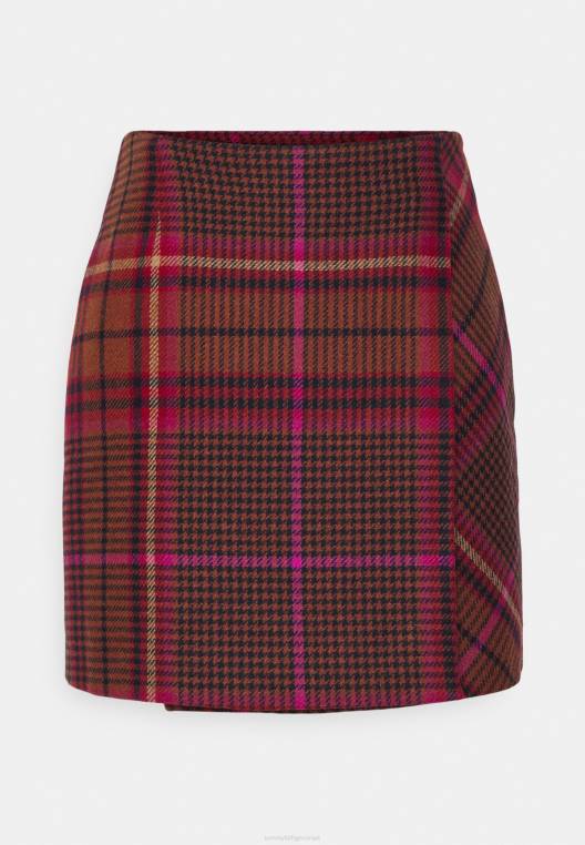 חצאית חצאית קצרה לעטוף לבדוק חצאית מיני NX207532 מגנטה אקסצנטרי Tommy Hilfiger