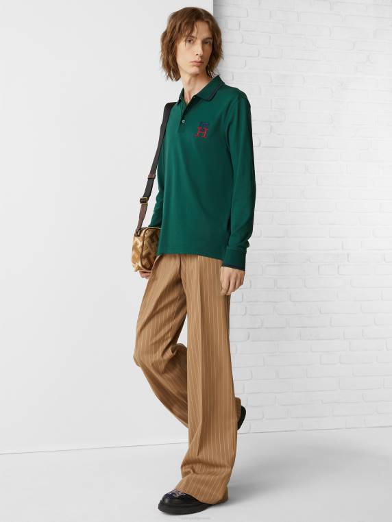 פולו עם שרוולים ארוכים בגזרה קלה עם מונוגרמה NX20754 צַיָד Tommy Hilfiger