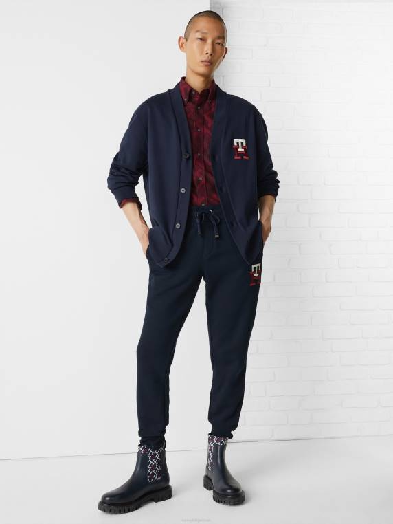 קרדיגן בהתאמה אישית עם מונוגרמה NX20755 שמיים מדבריים Tommy Hilfiger