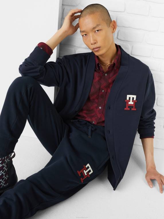 קרדיגן בהתאמה אישית עם מונוגרמה NX20755 שמיים מדבריים Tommy Hilfiger