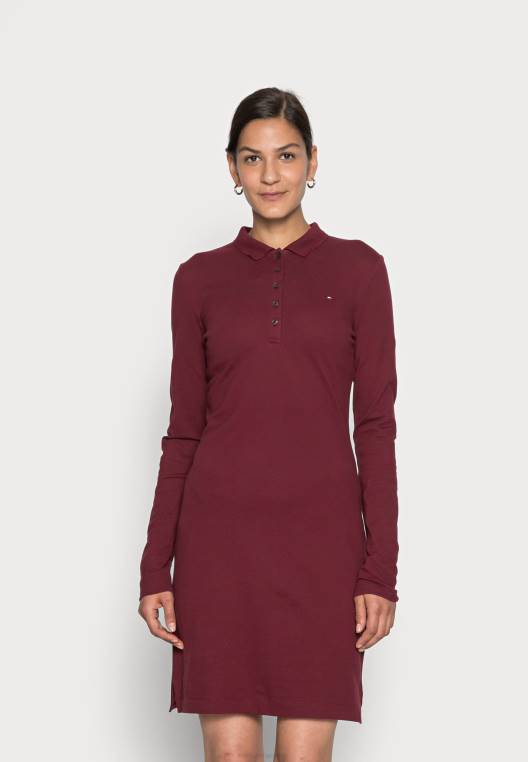 שמלת יום שמלת שרוולים ארוכים NX207566 אודם עמוק Tommy Hilfiger