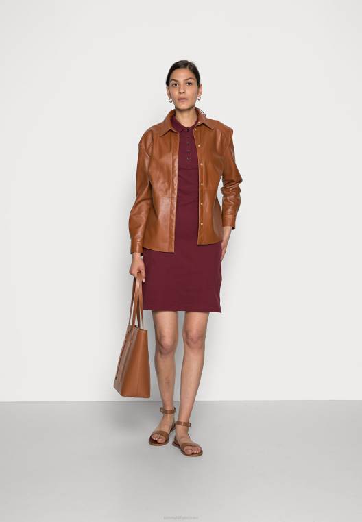 שמלת יום שמלת שרוולים ארוכים NX207566 אודם עמוק Tommy Hilfiger