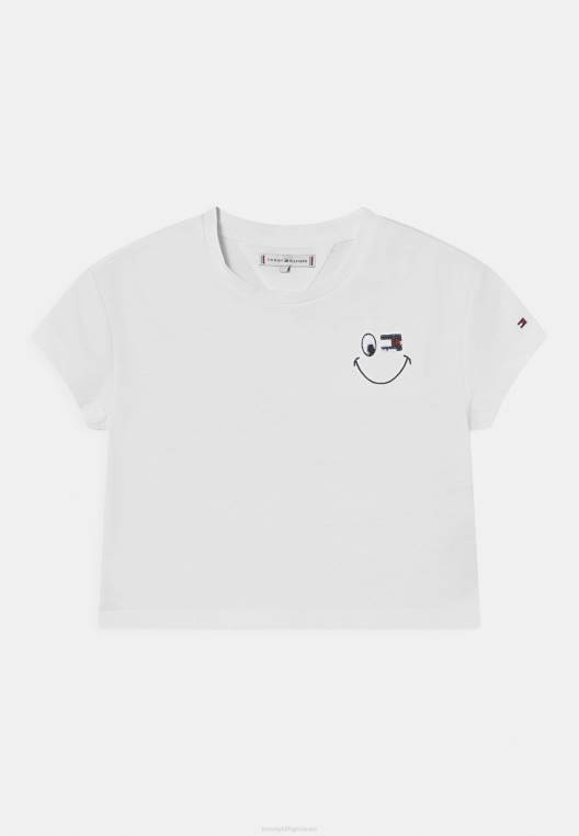 חולצת טריקו בהדפס טי טי נוצץ מהנה NX207613 לבן Tommy Hilfiger