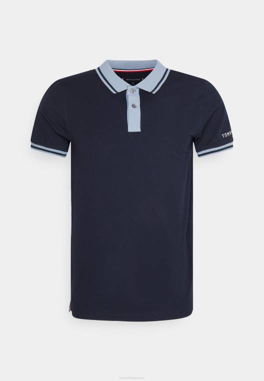 חולצת פולו דקה עם קצה נקי NX207637 שמיים מדבריים Tommy Hilfiger