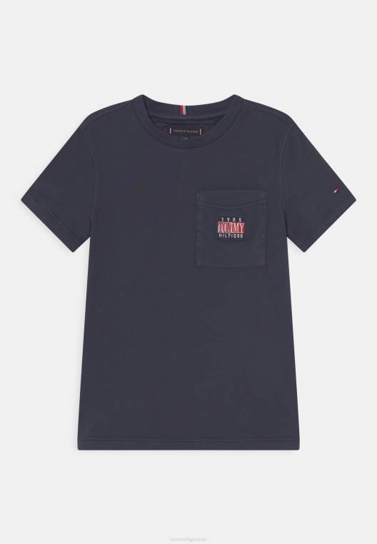חולצת טריקו נצחית בהדפס טי כיס NX207655 צי הדמדומים Tommy Hilfiger