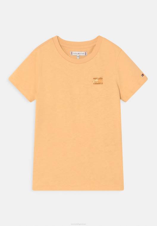 חולצת טריקו בסיסית עם תסריט צבע טבעי NX207705 צהוב ערבה Tommy Hilfiger
