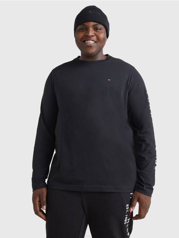 בתוספת חולצת טריקו עם שרוולים ארוכים בגזרה קלה NX20771 שָׁחוֹר Tommy Hilfiger