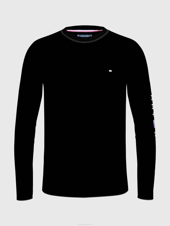 בתוספת חולצת טריקו עם שרוולים ארוכים בגזרה קלה NX20771 שָׁחוֹר Tommy Hilfiger