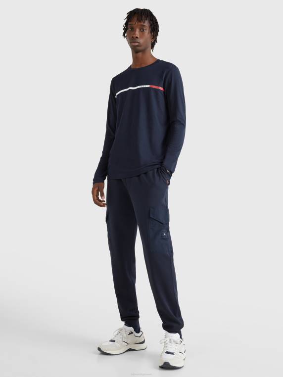 חולצת טריקו בעלת שרוולים ארוכים בגזרה דקיקה בשני גוונים NX20774 שמיים מדבריים Tommy Hilfiger