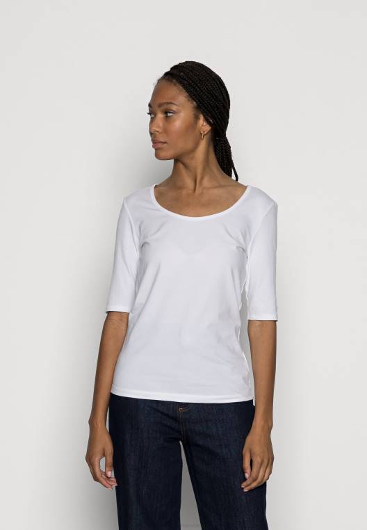 חולצת טריקו בסיסית עם סקופ דק NX207753 לבן Tommy Hilfiger